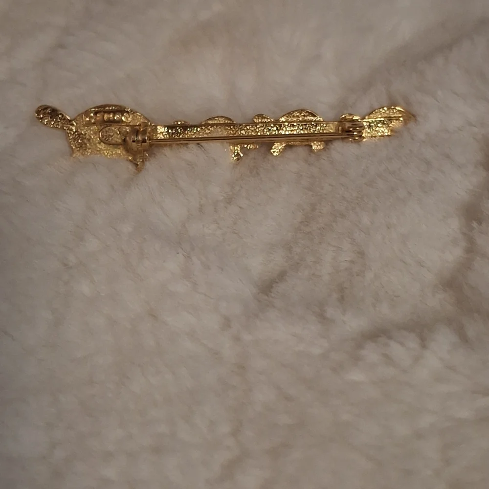 Franklin Mint Turtle Family Gold Brooch Pin Vintage FM82
